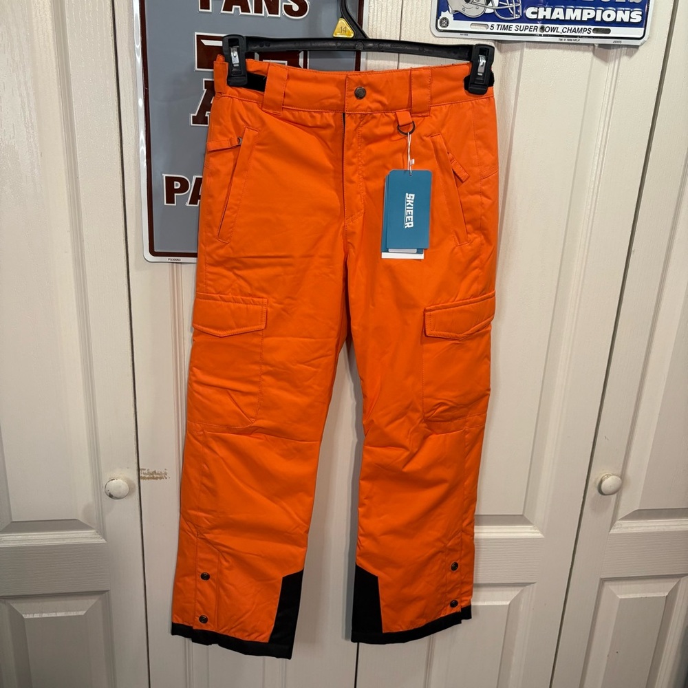 Kids Snow Pants Romper - Bright Orange
